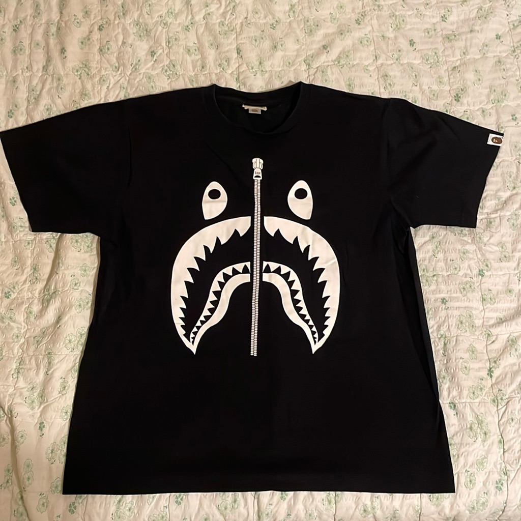 Bape Foil Shark Tee Black/White Men's Size M